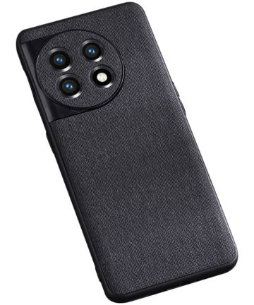 OnePlus 11 Hoesje met Stoffen Afwerking Back Cover TPU Zwart Hoesjes