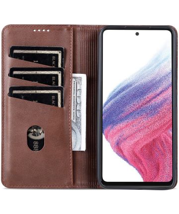 AZNS Samsung Galaxy A54 Hoesje Wallet Book Case Kunstleer Coffee Hoesjes