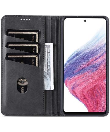 AZNS Samsung Galaxy A54 Hoesje Wallet Book Case Kunstleer Zwart Hoesjes