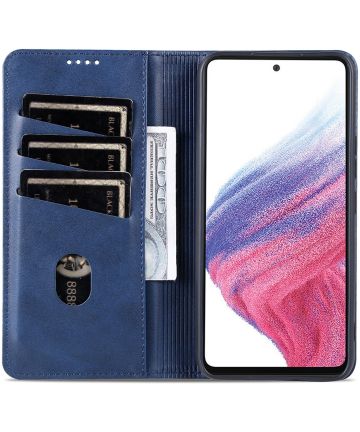 AZNS Samsung Galaxy A54 Hoesje Wallet Book Case Kunstleer Blauw Hoesjes
