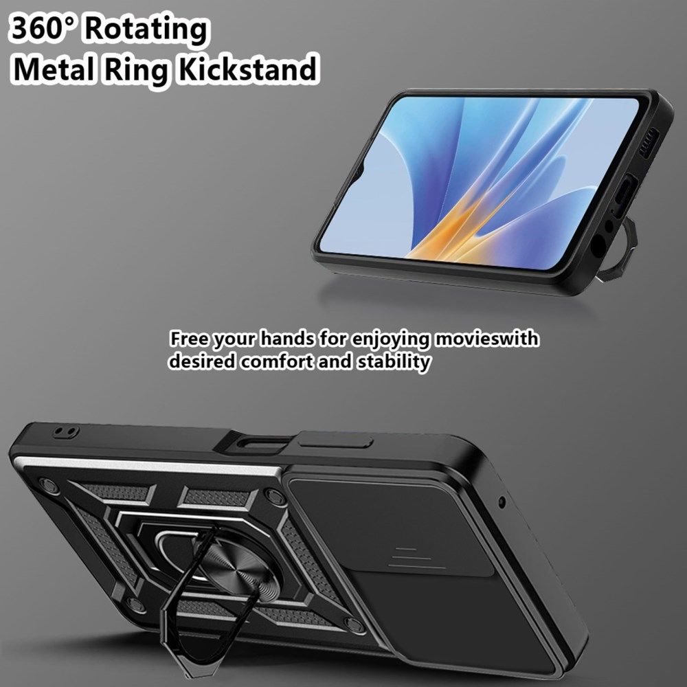 Oppo A17 Hoesje met Camera Slider en Kickstand Ring Blauw afbeelding 5