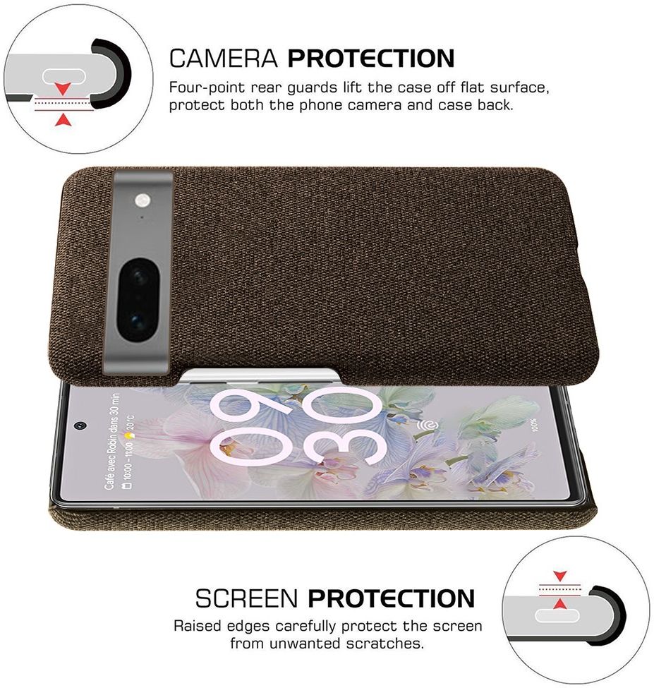 Google Pixel 7a Hoesje met Stoffen Afwerking Back Cover Bruin afbeelding 4