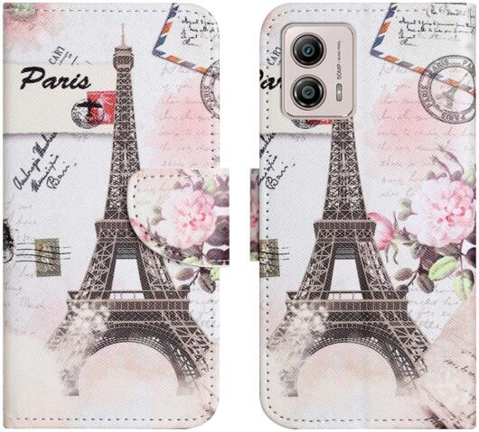 Motorola Moto G53 / G13 / G23 Hoesje Portemonnee Eiffeltoren Print afbeelding 1