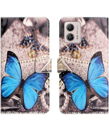 Motorola Moto G53 / G13 / G23 Hoesje Portemonnee Vlinder Print Hoesjes