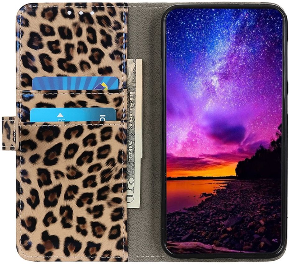 Motorola Moto E13 Hoesje Portemonnee Book Case Luipaard Print afbeelding 2