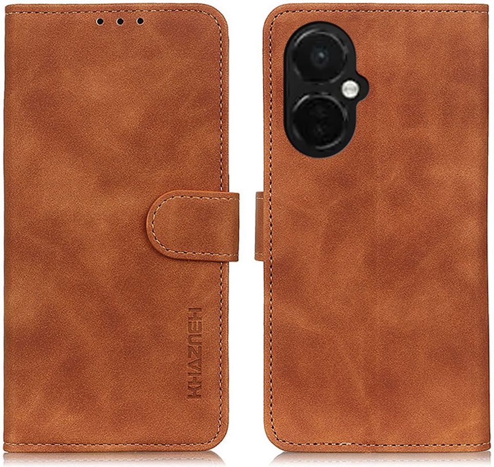 KHAZNEH OnePlus Nord CE 3 Lite Hoesje Retro Wallet Book Case Bruin afbeelding 2