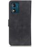 KHAZNEH Motorola Moto E13 Hoesje Retro Wallet Book Case Zwart