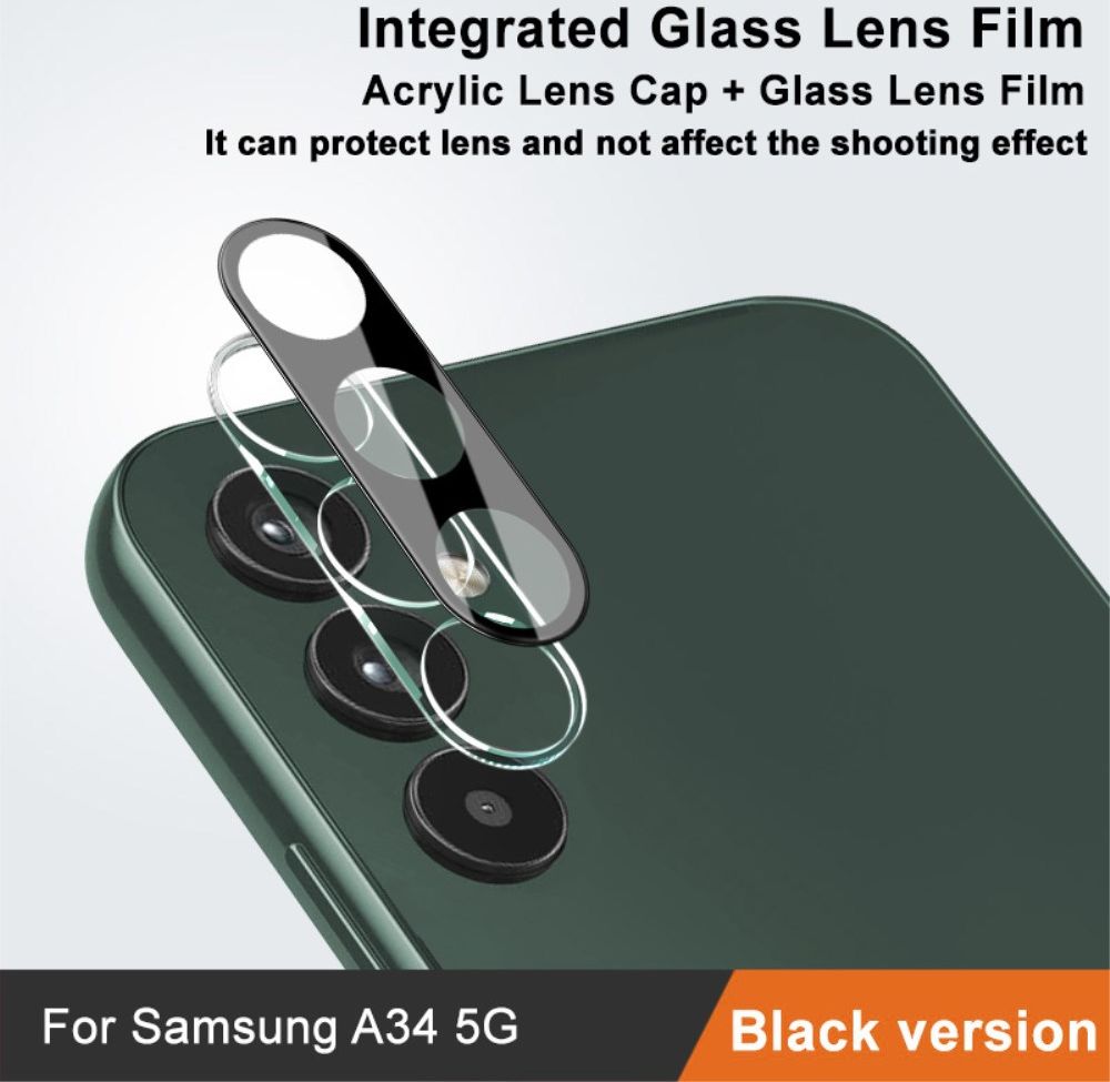 Imak Samsung Galaxy A34 Camera Lens Protector Zwart + Lens Cap Clear afbeelding 3