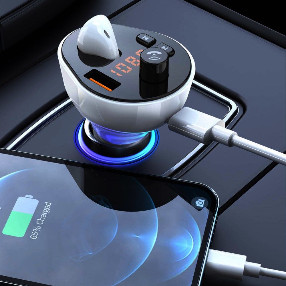 Auto Snellader met Bluetooth 5.0 Muziek FM Transmitter + Oordopje afbeelding 8