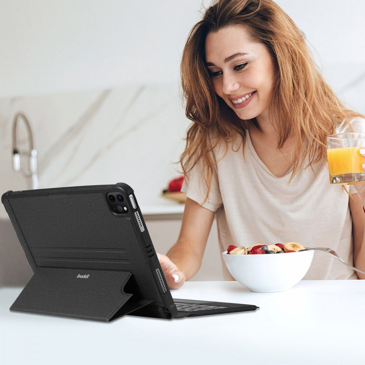 Buddi Thorn iPad Air (2022/2020) Hoes met QWERTY Toetsenbord Book Case Zwart afbeelding 7