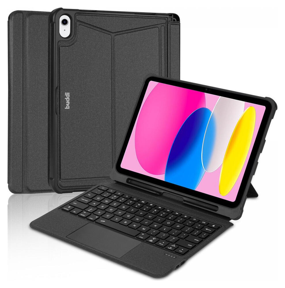 Buddi Thorn iPad 11 2025 / 10.9 2022 Hoes met QWERTY Toetsenbord Book Case Zwart afbeelding 2