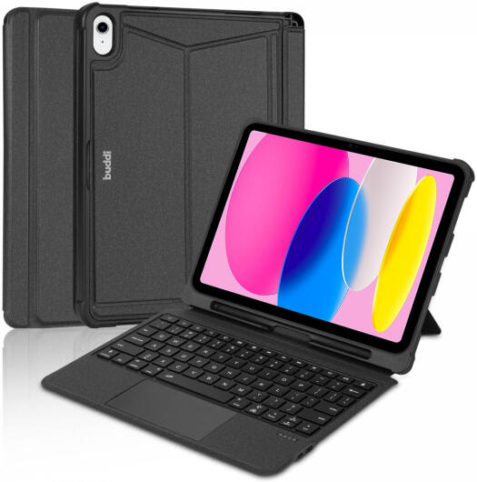 Buddi Thorn iPad 11 2025 / 10.9 2022 Hoes met QWERTY Toetsenbord Book Case Zwart afbeelding 2