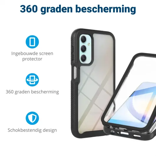 Samsung Galaxy A24 Hoesje Full Protect 360° Cover Hybride Zwart afbeelding 2