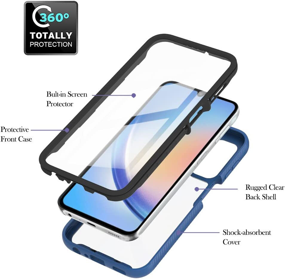 Samsung Galaxy A24 Hoesje Full Protect 360° Cover Hybride Blauw afbeelding 9