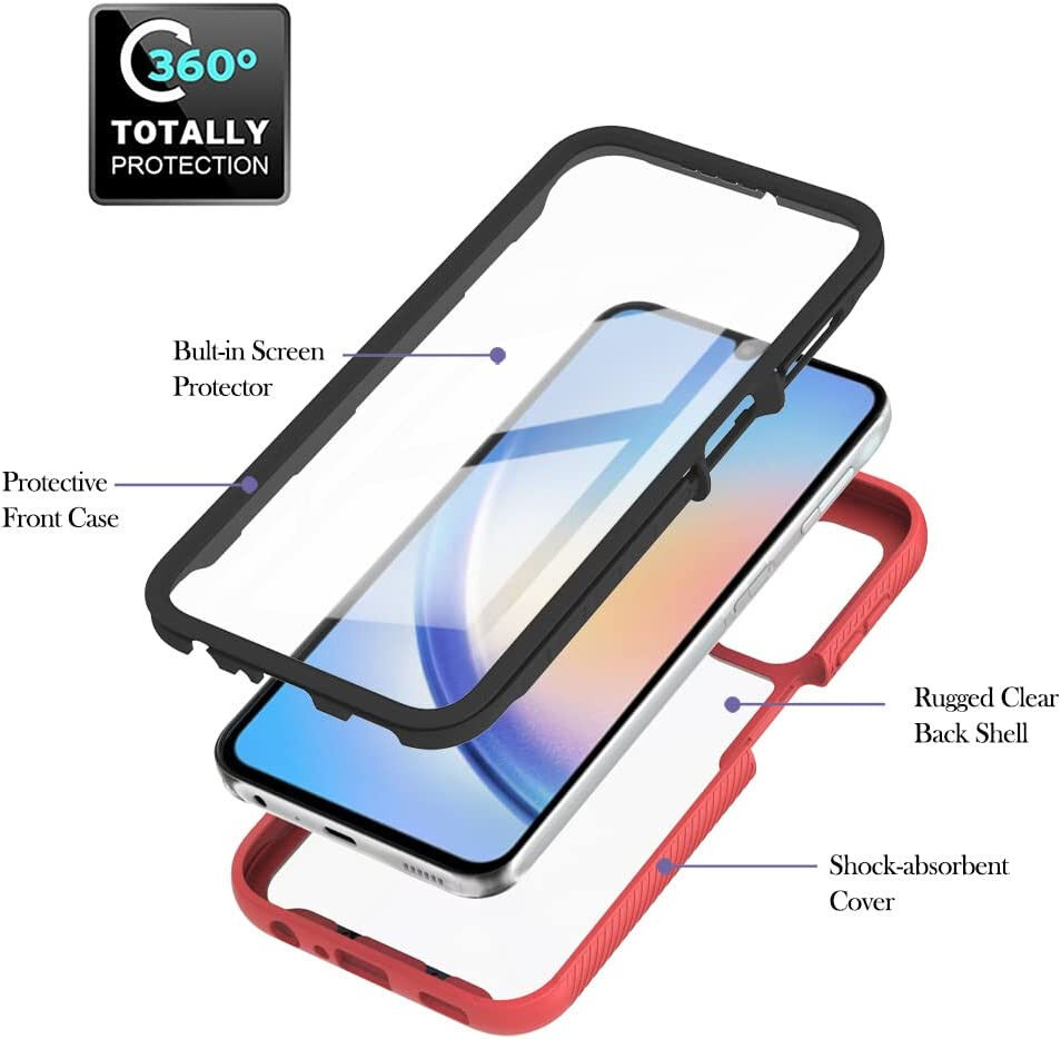 Samsung Galaxy A24 Hoesje Full Protect 360° Cover Hybride Rood afbeelding 9