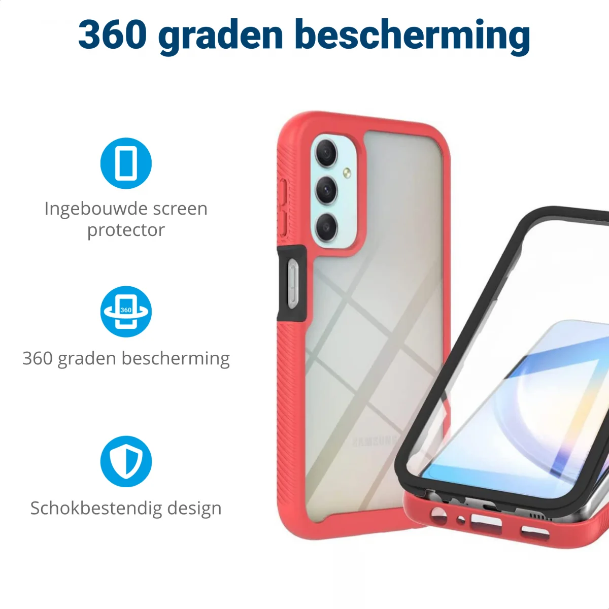 Samsung Galaxy A24 Hoesje Full Protect 360° Cover Hybride Rood afbeelding 2