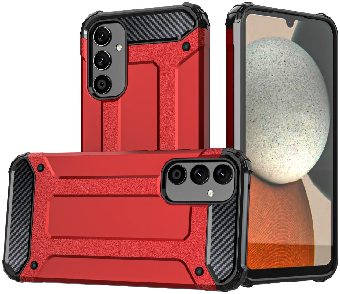 Samsung Galaxy A34 Hoesje Shock Proof Hybride Back Cover Rood afbeelding 1