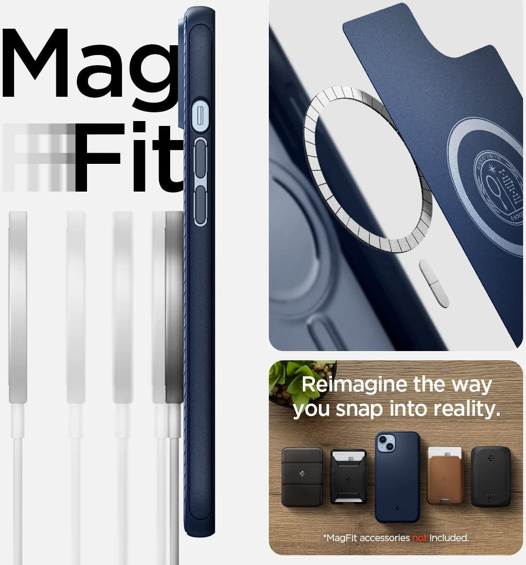 Spigen Mag Armor Apple iPhone 14 Hoesje MagSafe Back Cover Blauw afbeelding 3
