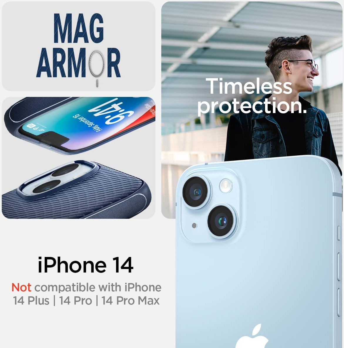Spigen Mag Armor Apple iPhone 14 Hoesje MagSafe Back Cover Blauw afbeelding 5