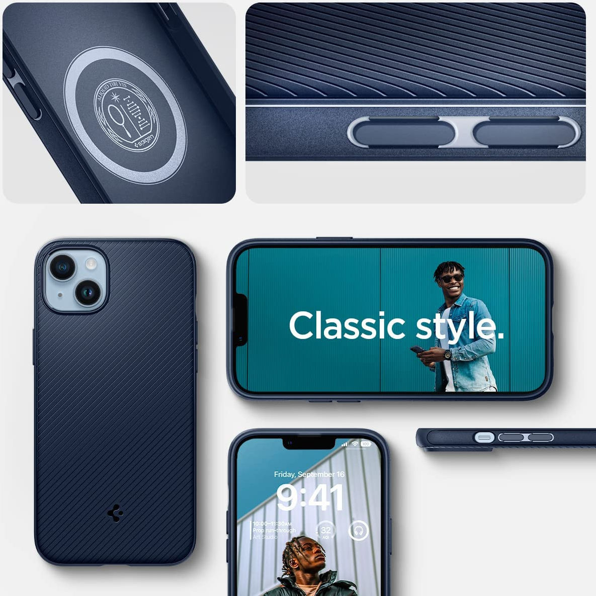 Spigen Mag Armor Apple iPhone 14 Hoesje MagSafe Back Cover Blauw afbeelding 6