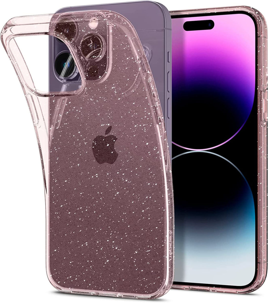 Spigen Liquid Crystal Apple iPhone 14 Pro Hoesje Glitter Roze afbeelding 1