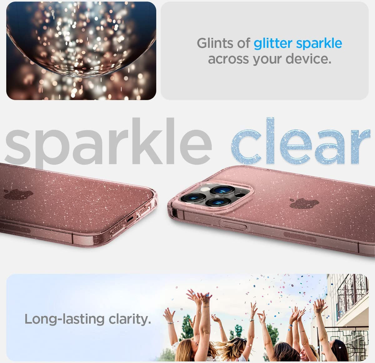 Spigen Liquid Crystal Apple iPhone 14 Pro Hoesje Glitter Roze afbeelding 5