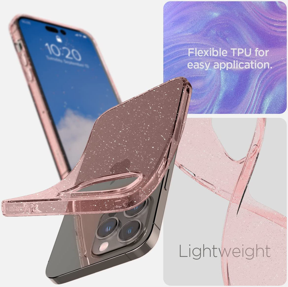 Spigen Liquid Crystal Apple iPhone 14 Pro Hoesje Glitter Roze afbeelding 6