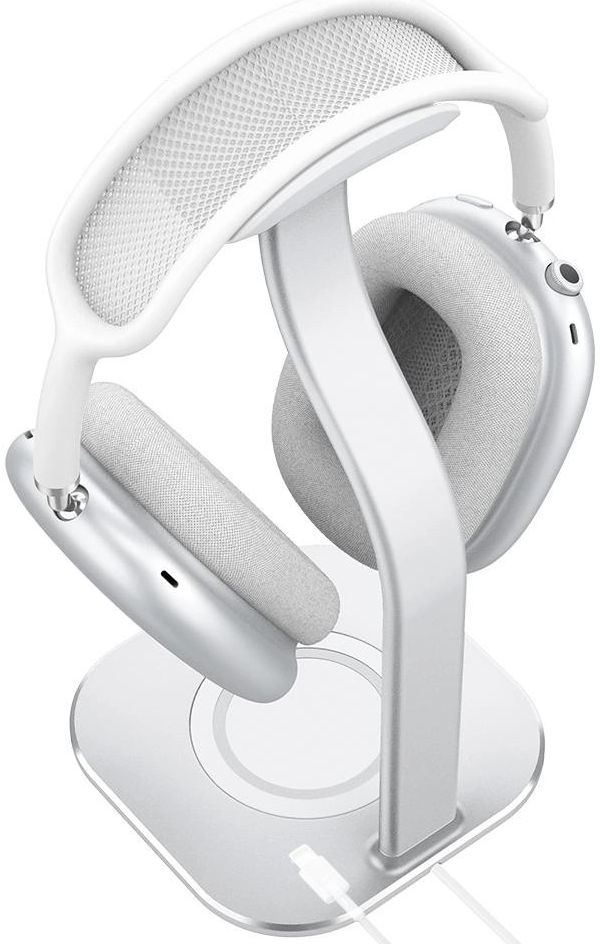 Spigen S380 Houder voor AirPods Max en MagSafe Draadloze Lader Zilver afbeelding 3