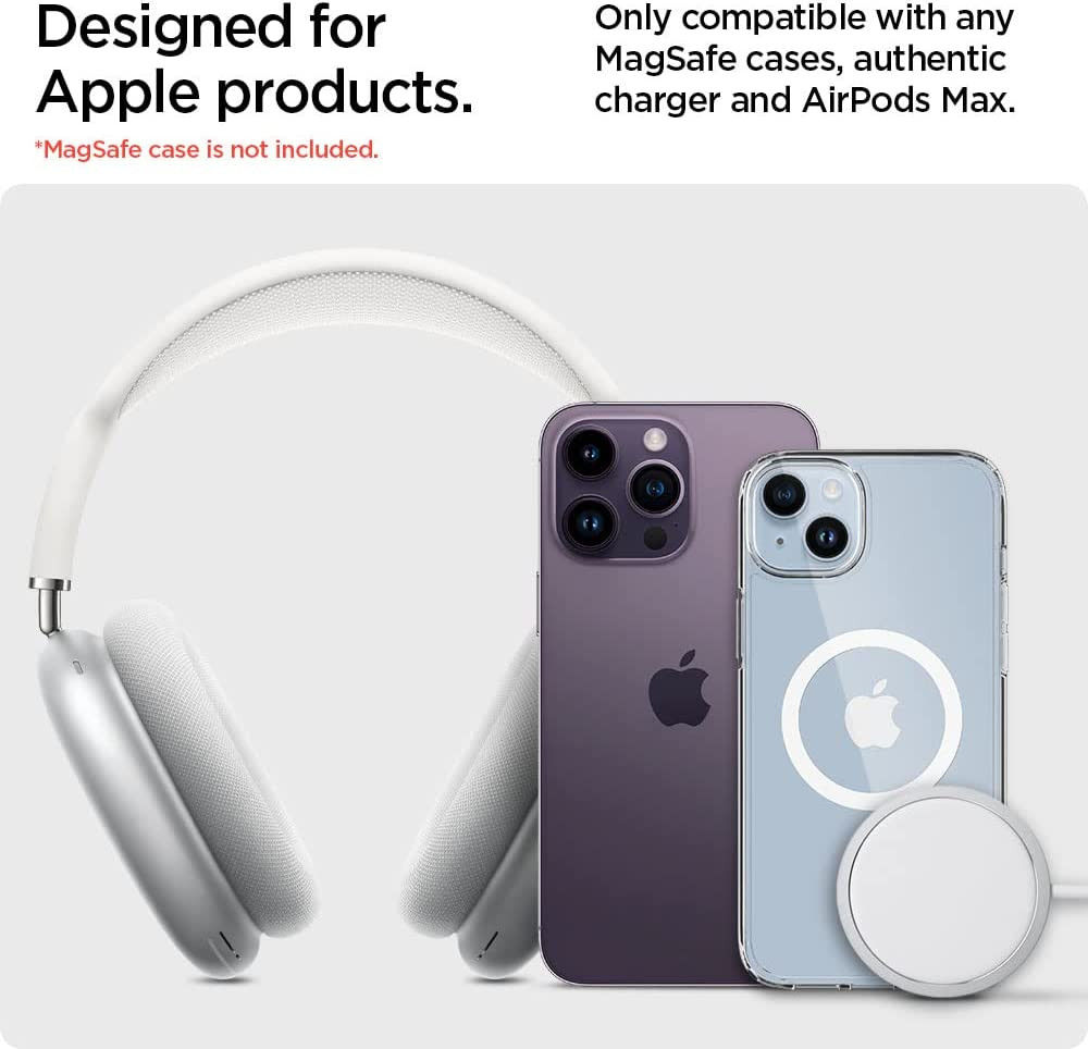 Spigen S380 Houder voor AirPods Max en MagSafe Draadloze Lader Zilver afbeelding 4