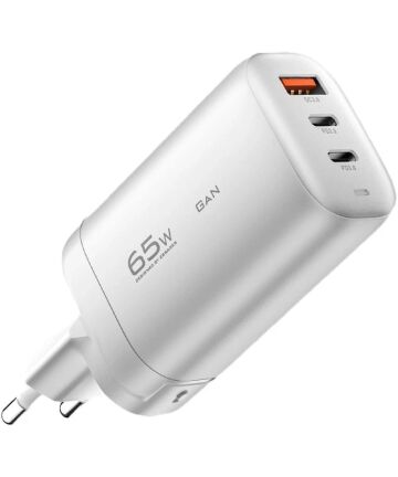 Essager GaN Snellader 65W Power Delivery en Quick Charge Adapter Wit Opladers