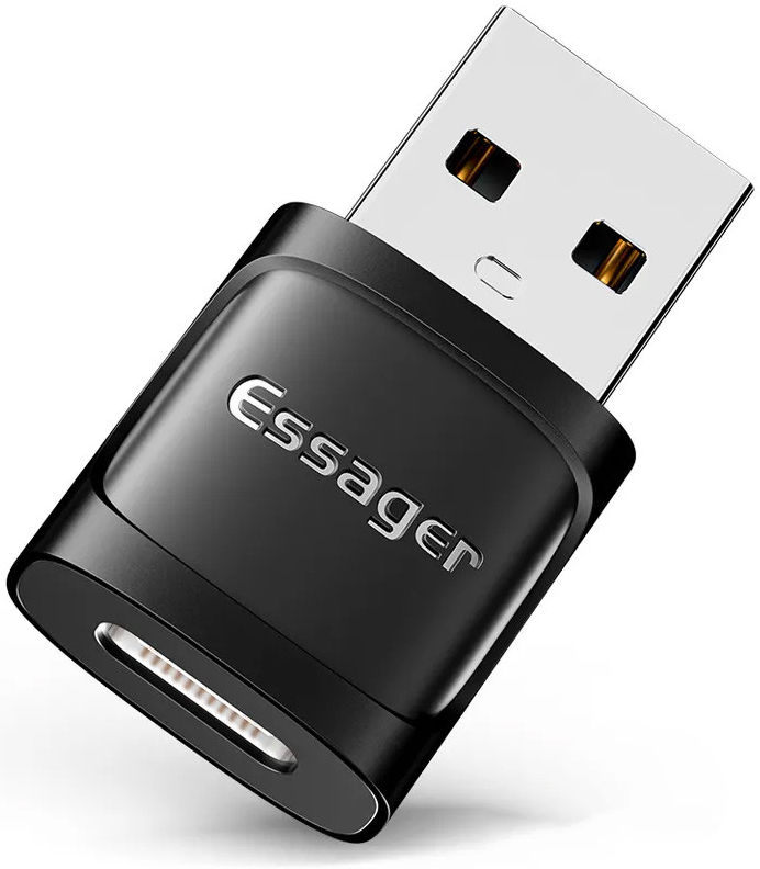 Essager USB 3.0 naar USB-C Adapter 3A On The Go Converter Zwart afbeelding 1