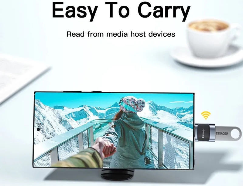 Essager USB 3.0 naar USB-C Adapter 3A On The Go Converter Zwart afbeelding 5
