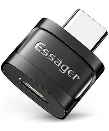 Essager USB-C naar Micro USB Adapter 3A On The Go Converter Zwart Kabels