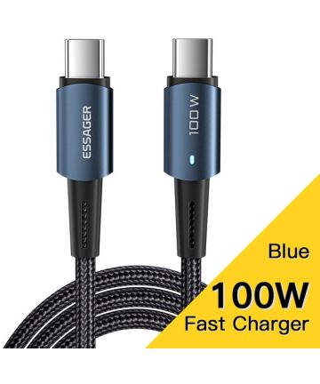 Essager 100W USB-C Snellaad Kabel 5A 1M Blauw Kabels