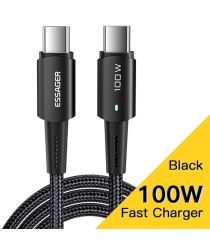 Essager 100W USB-C Snellaad Kabel 5A 3M Zwart