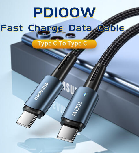 Essager 100W USB-C Snellaad Kabel 5A 3M Zwart afbeelding 7