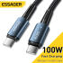 Essager 100W USB-C Snellaad Kabel 5A 3M Zwart afbeelding 2