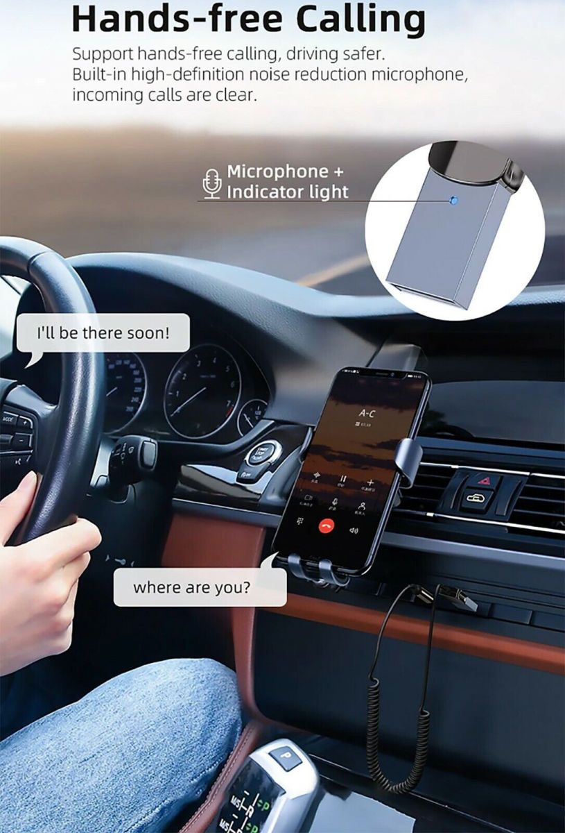 Essager Bluetooth 5.0 Receiver Auto - AUX naar USB Kabel Grijs afbeelding 4