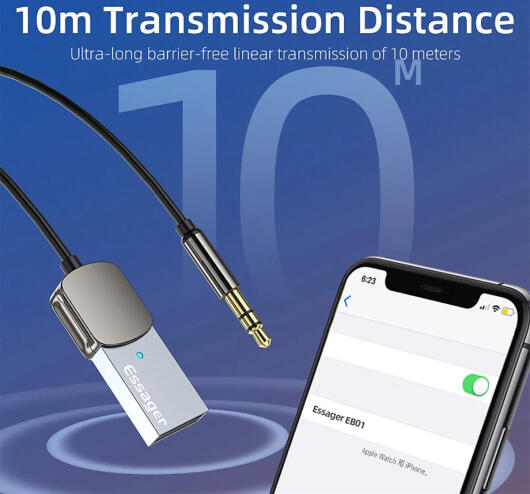 Essager Bluetooth 5.0 Receiver Auto - AUX naar USB Kabel Grijs afbeelding 6