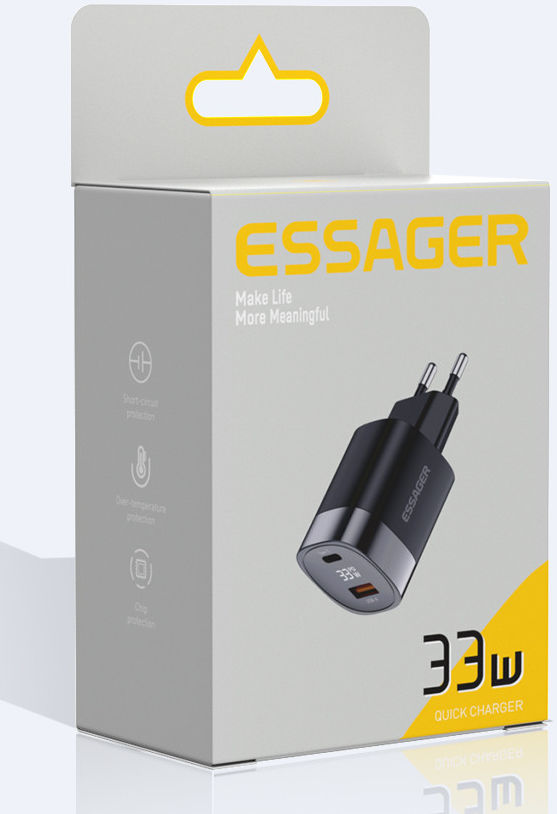 Essager Lingyun 33W GaN Display Compacte Adapter Snellader Zwart afbeelding 11