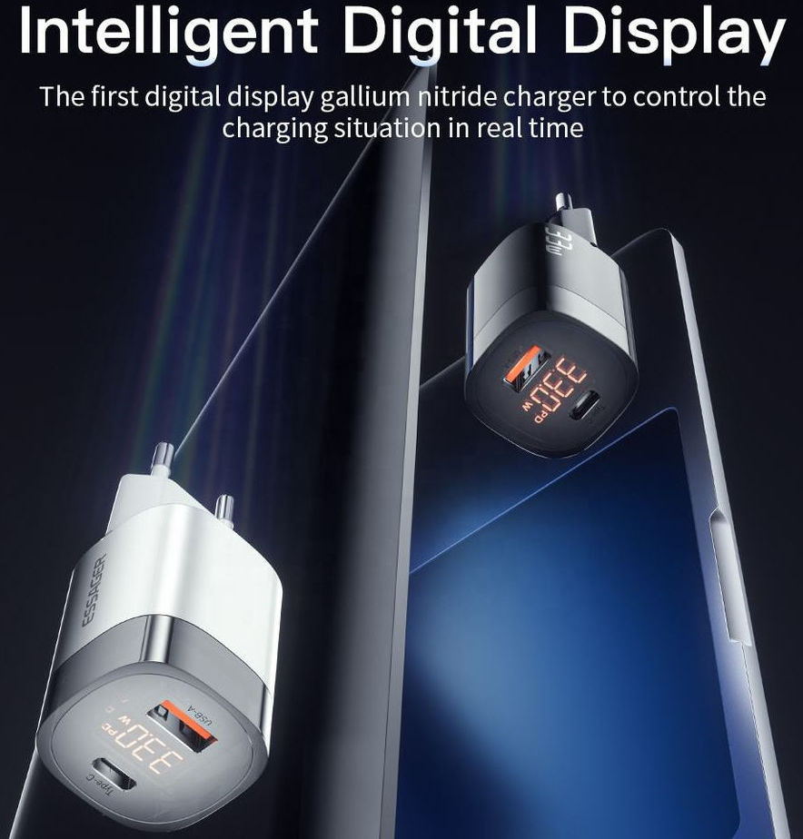 Essager Lingyun 33W GaN Display Compacte Adapter Snellader Wit afbeelding 6