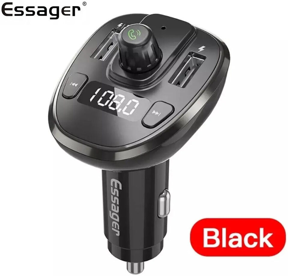 Essager Bluetooth Muziek FM Transmitter en Dubbele USB Poort Autolader afbeelding 1