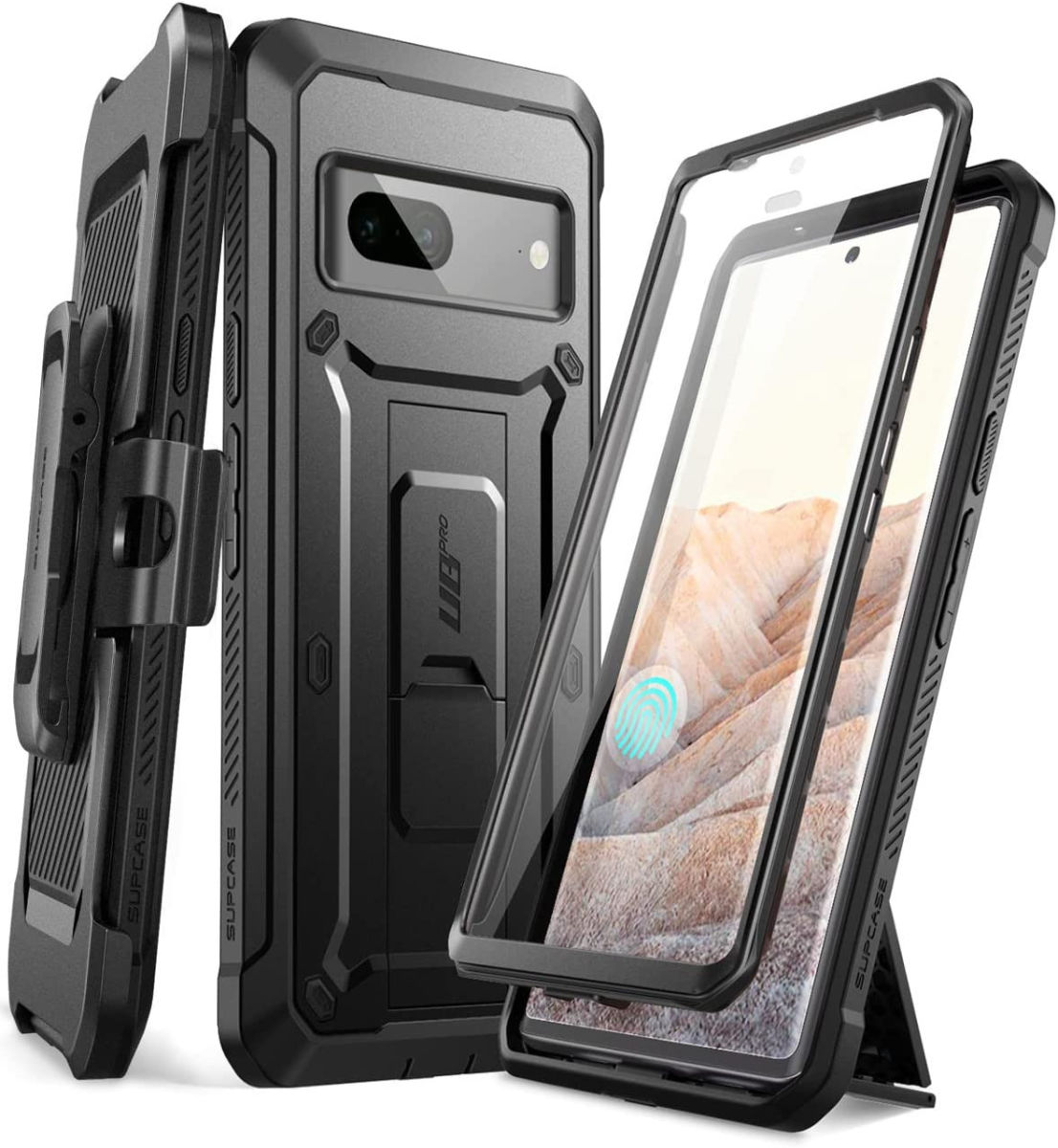 SUPCASE UB Pro Google Pixel 7 Hoesje Full Protect met Kickstand Zwart afbeelding 1