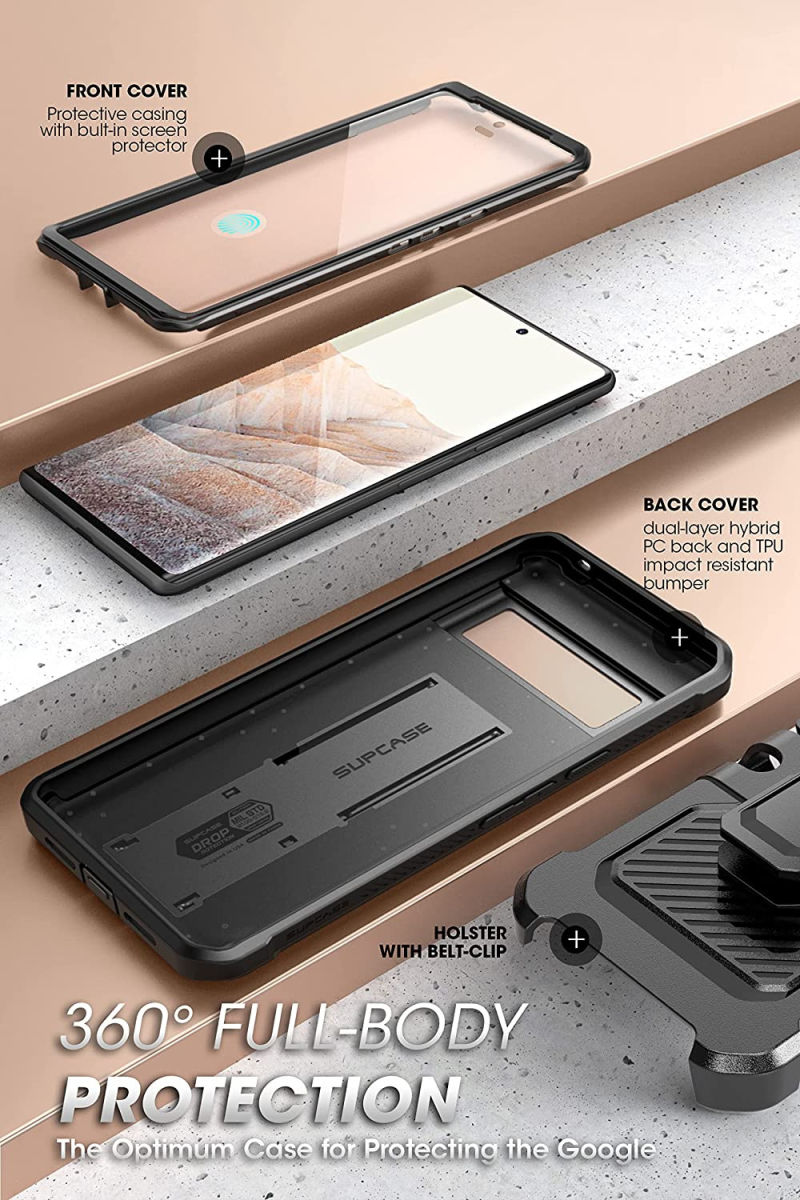 SUPCASE UB Pro Google Pixel 7 Hoesje Full Protect met Kickstand Zwart afbeelding 4