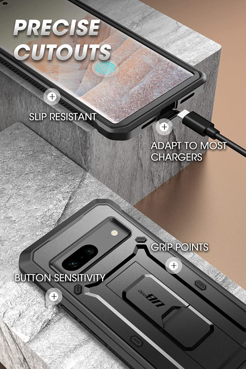 SUPCASE UB Pro Google Pixel 7 Hoesje Full Protect met Kickstand Zwart afbeelding 8