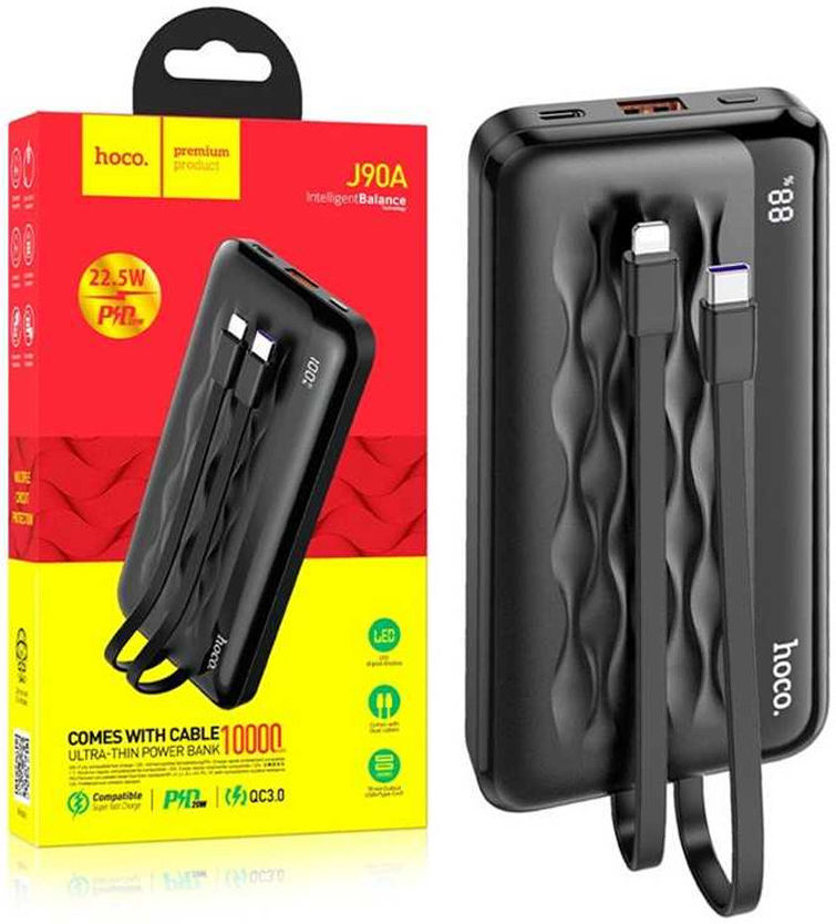 Hoco J90A 22.5W Compacte Powerbank 10.000 mAh met Quick Charge Zwart afbeelding 5