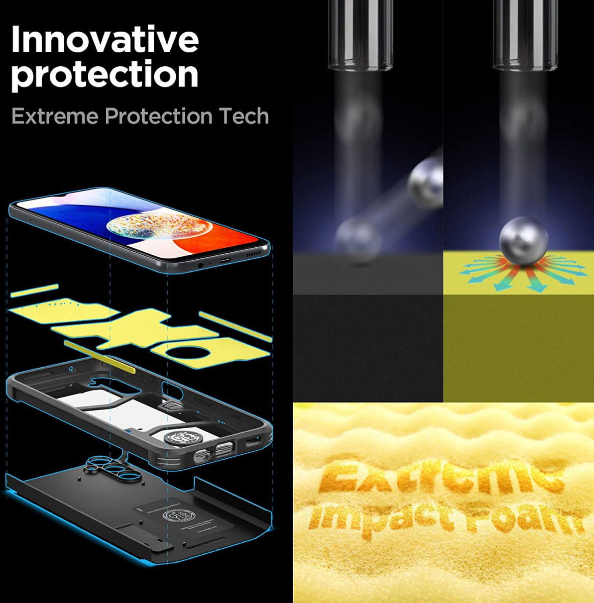Spigen Tough Armor Samsung Galaxy A14 Hoesje Back Cover Zwart afbeelding 7