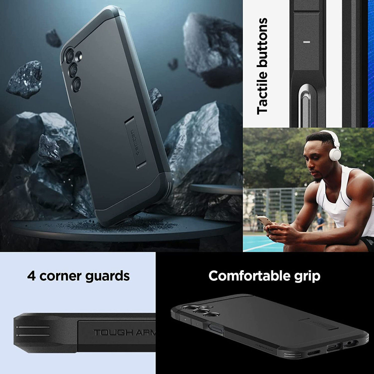 Spigen Tough Armor Samsung Galaxy A14 Hoesje Back Cover Zwart afbeelding 6