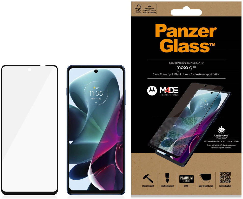 PanzerGlass Motorola Moto G200 Screen Protector Antibacterieel afbeelding 1