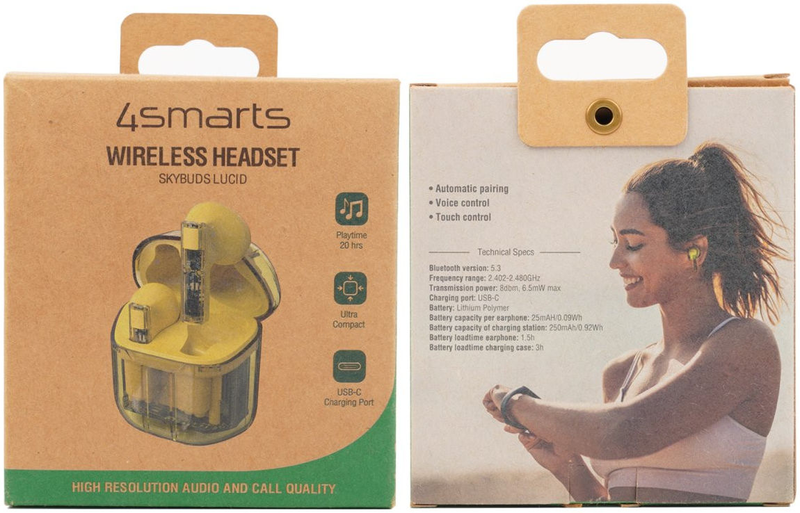 4smarts SkyBuds Lucid TWS Bluetooth Headset Draadloze Oordopjes Geel afbeelding 8